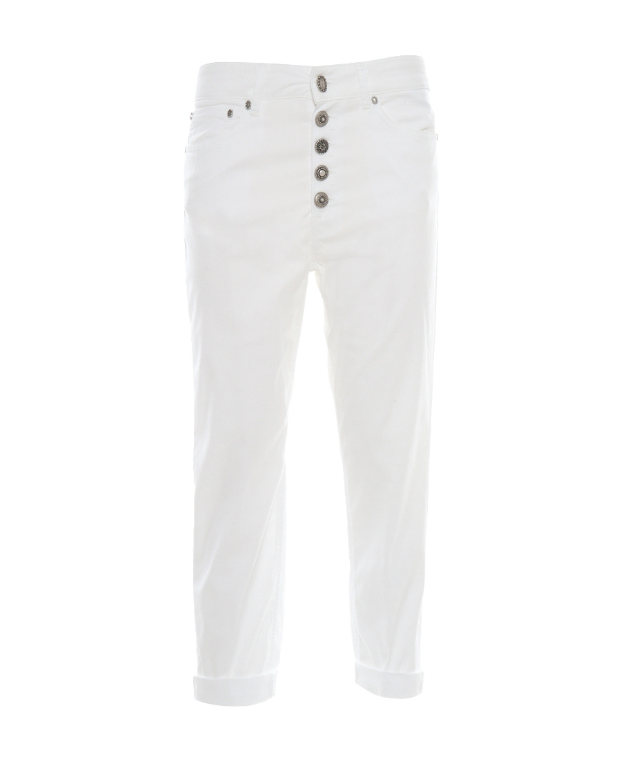Shop Dondup Mix-buttons Cropped Trousers In White