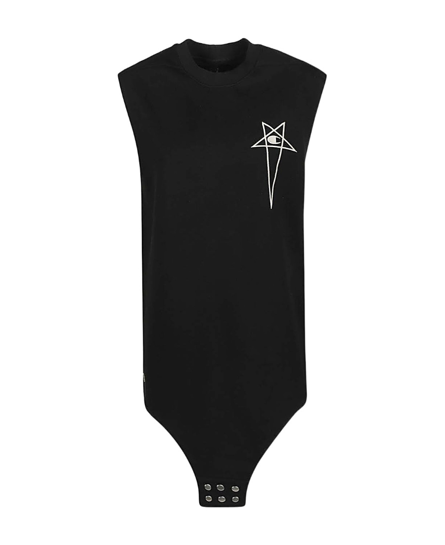 Rick Owens Logo-embroidered Cotton Tank Top In Black