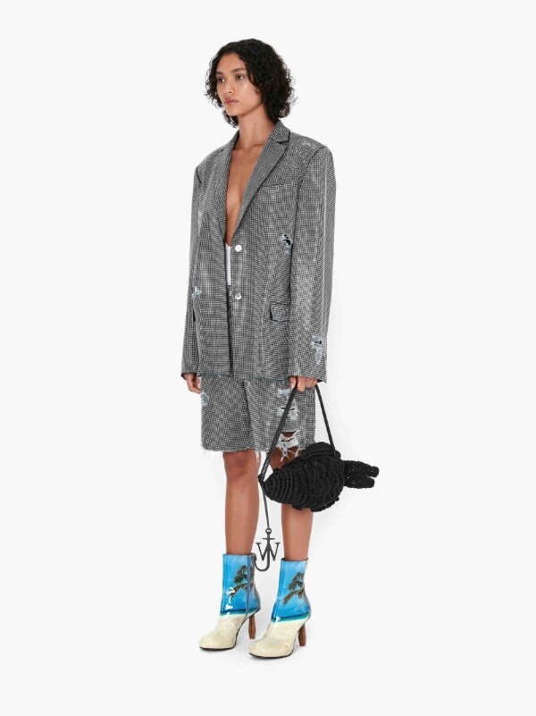 Jw Anderson Studded Distressed Blazer In Black