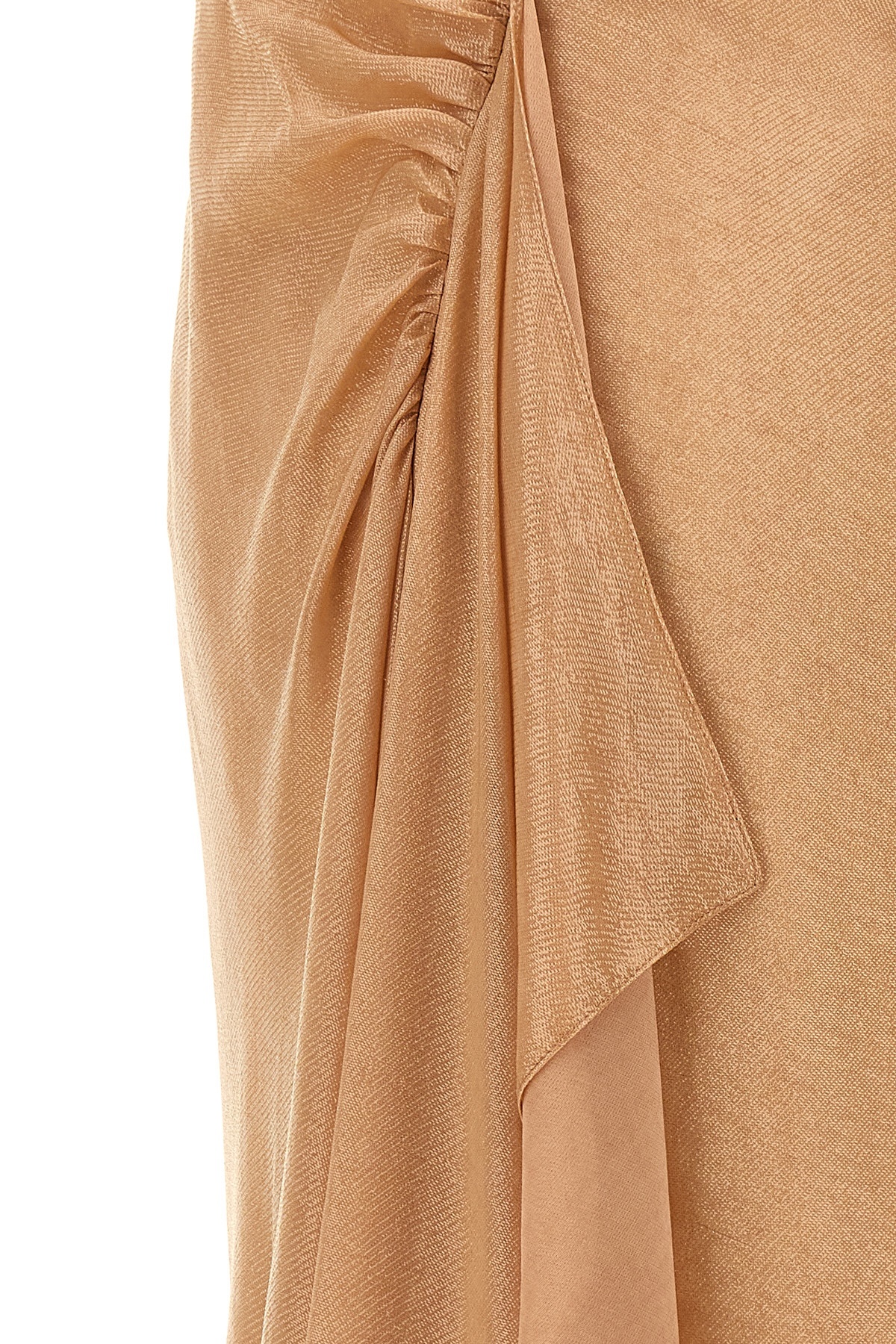 Victoria Beckham Mini Loose Draped Dress With Ruches In Viscose Blend Woman In Nude
