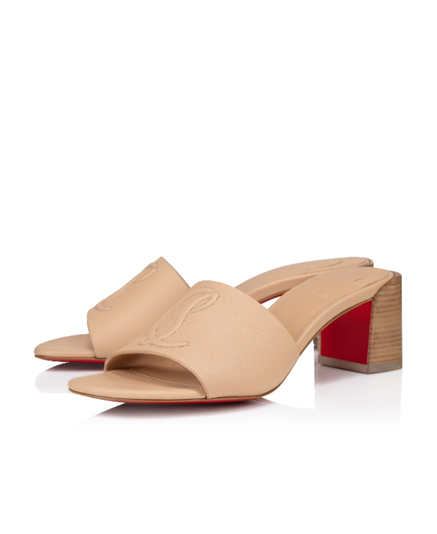 Christian Louboutin Open Toe Muller Shoes In Nude