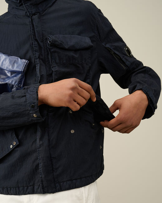 C.p. Company 50 Fili Gum Lens-detailed Jacket In Black