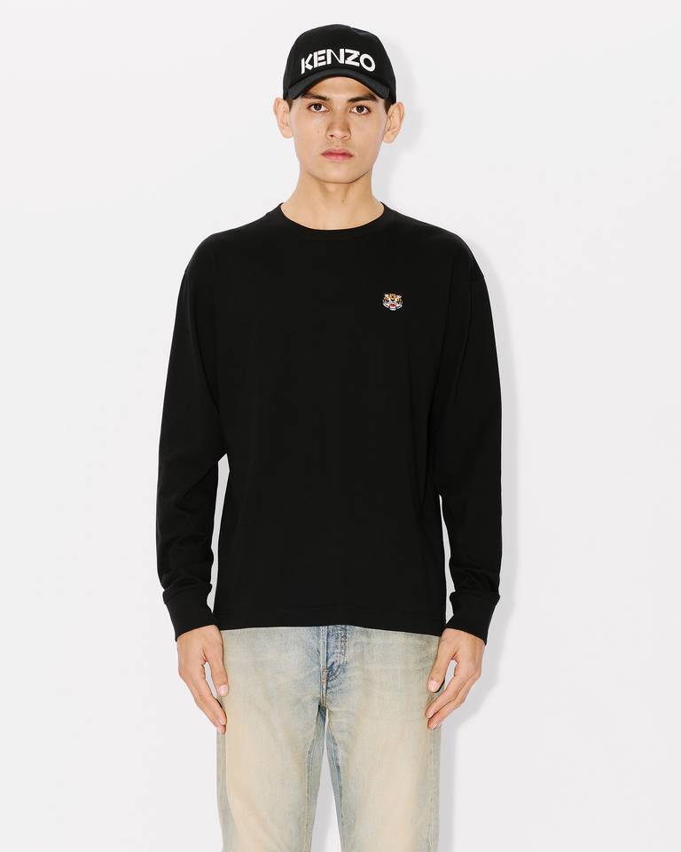 Kenzo Lucky Tiger Embroidered Crewneck Sweatshirt In Black