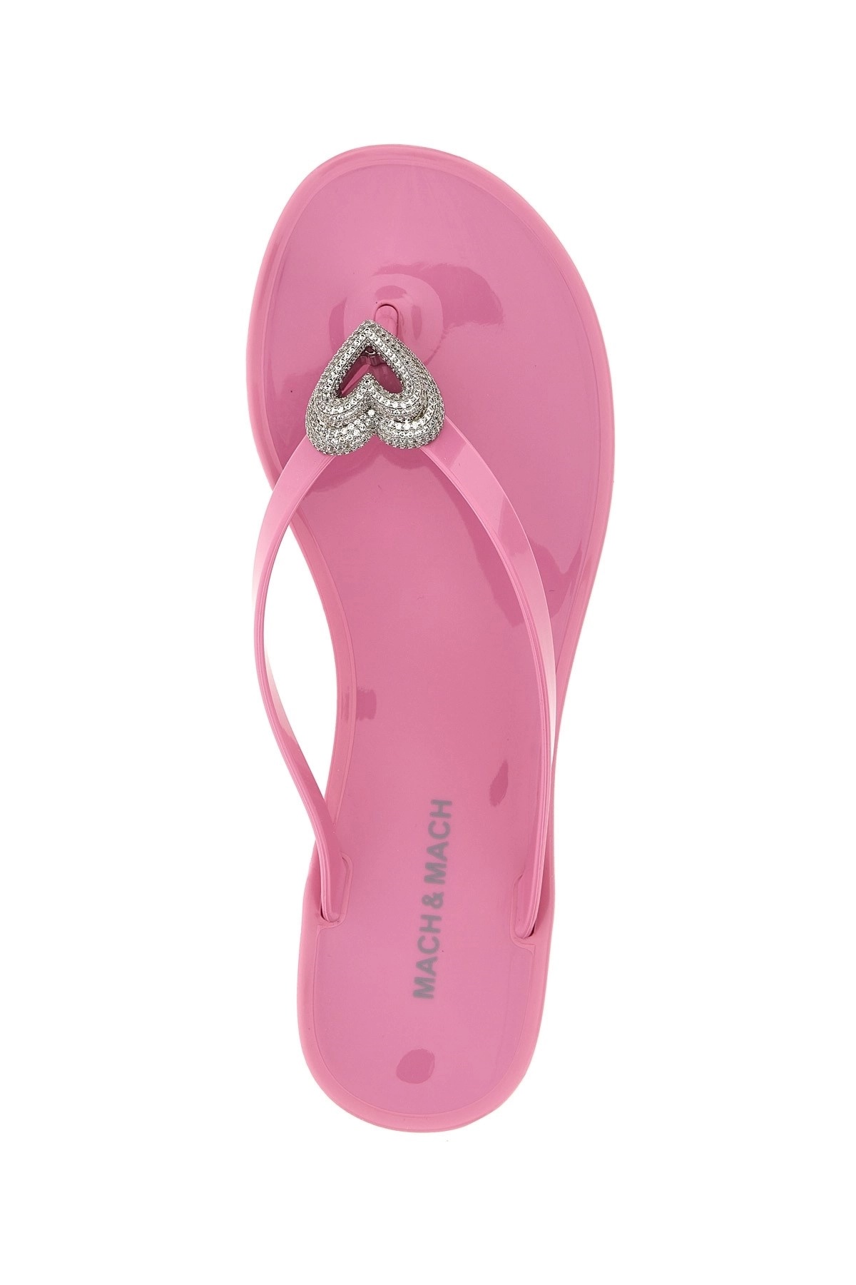 Machmach Mach Mach Double Heart Embellished Flip Flops In Pink