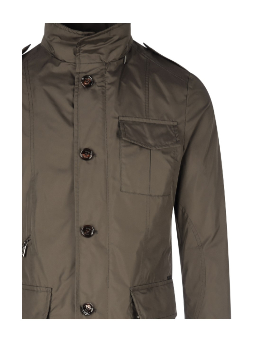 Moorer Hooded Buttoned Down Jacket In Brown