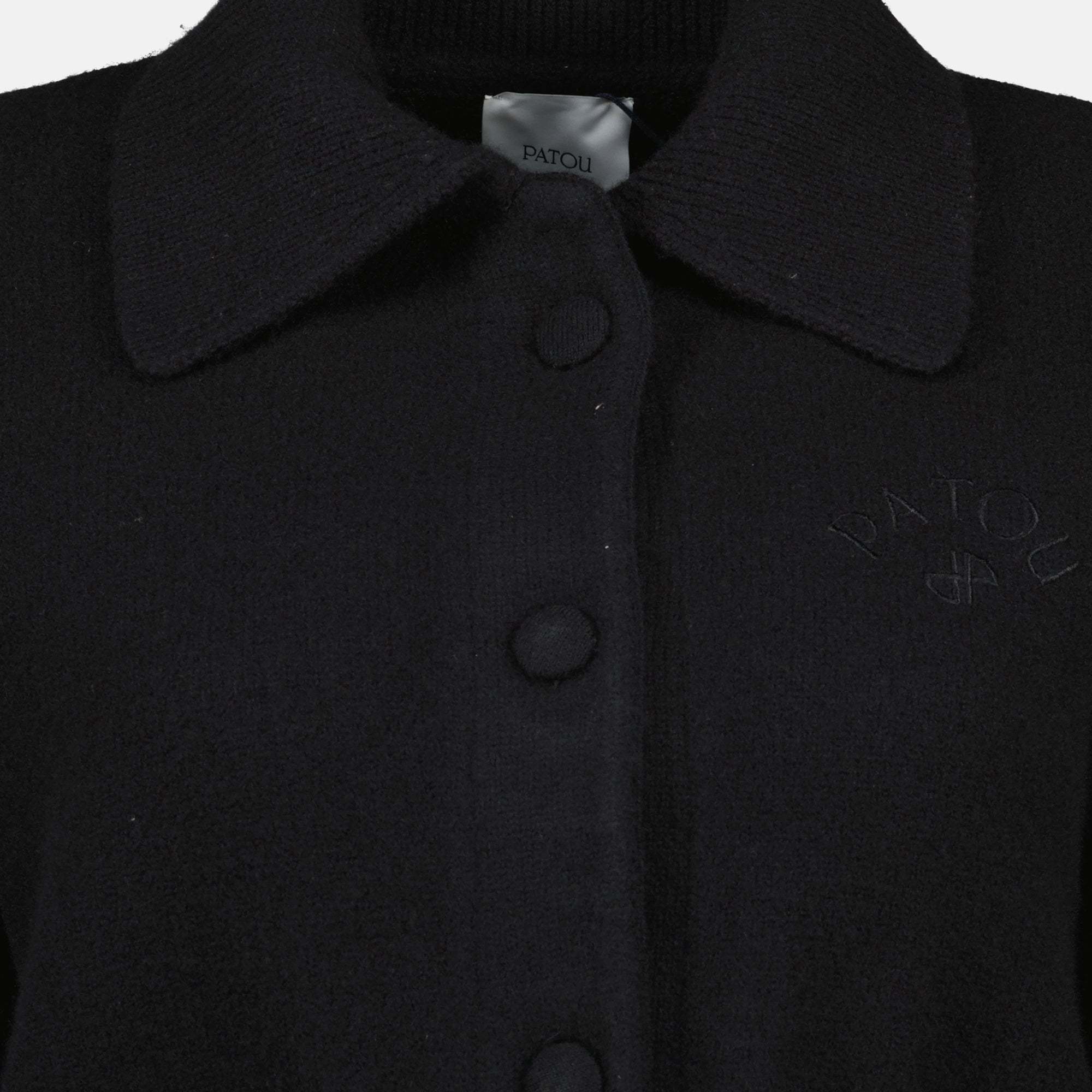 Patou Buttoned-up Wool Cardigan In Black