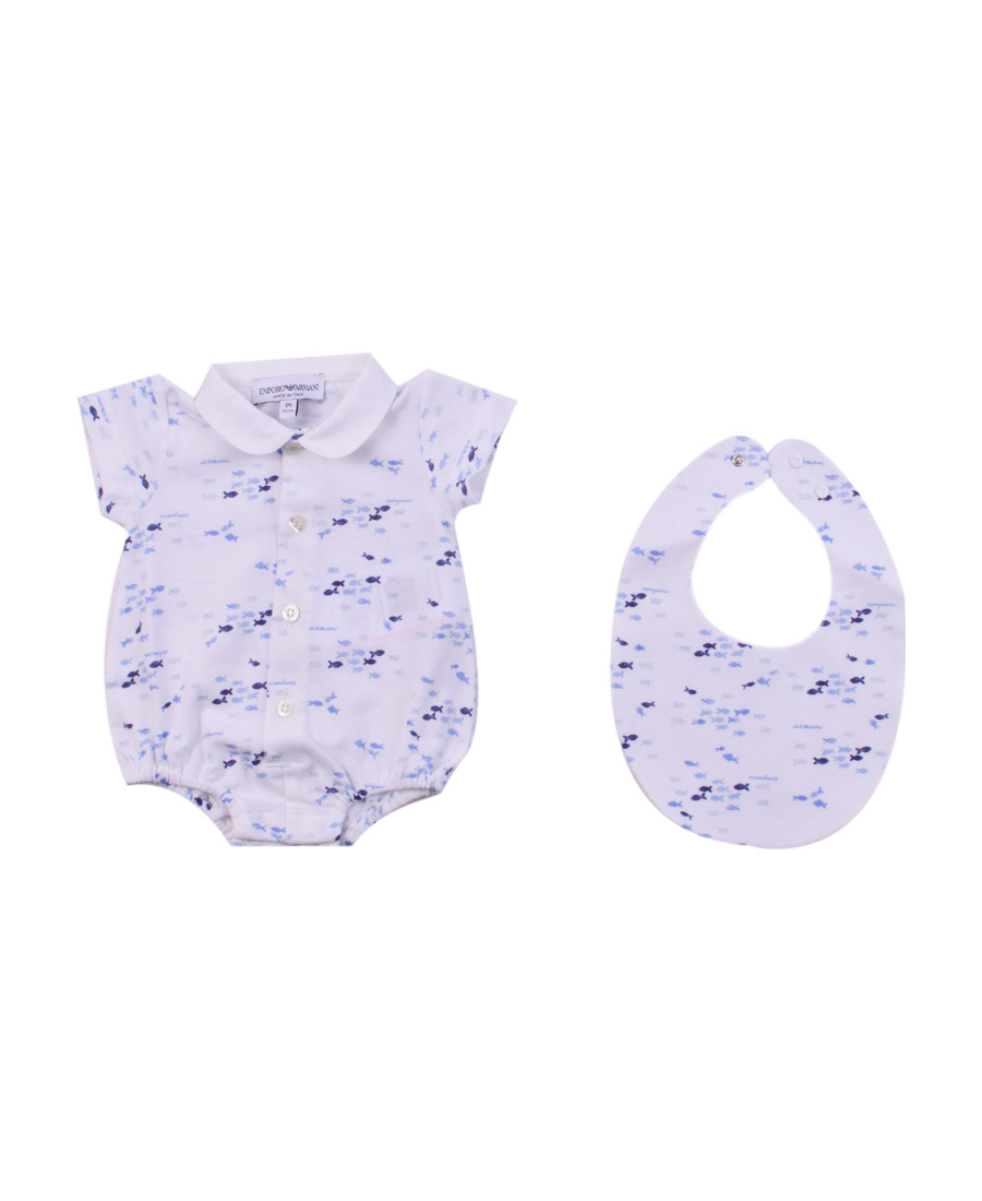 Emporio Armani Fish-motif Cotton Bodysuit In White