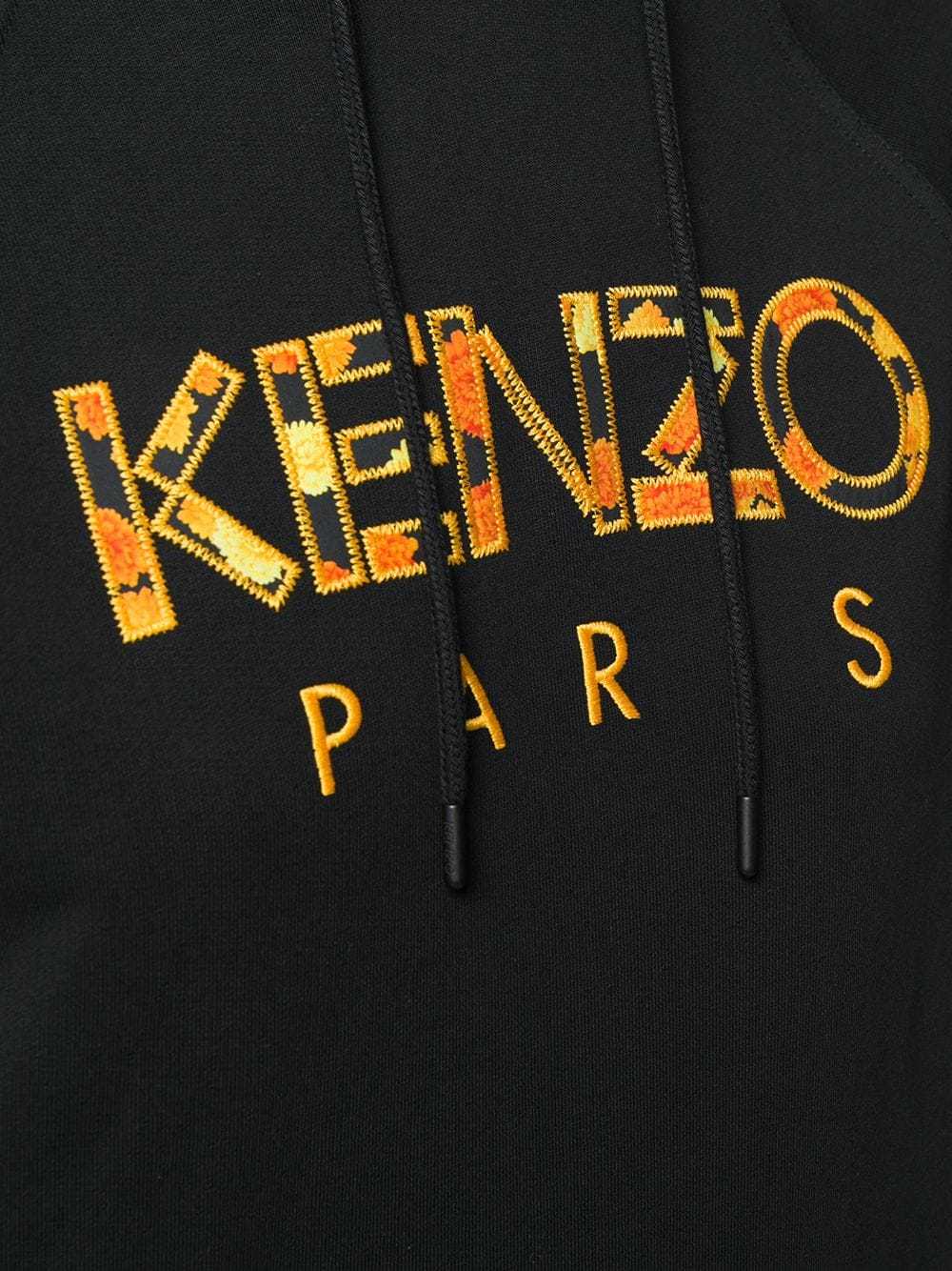 Kenzo Logo Embroidered Hooded Sweater In Black