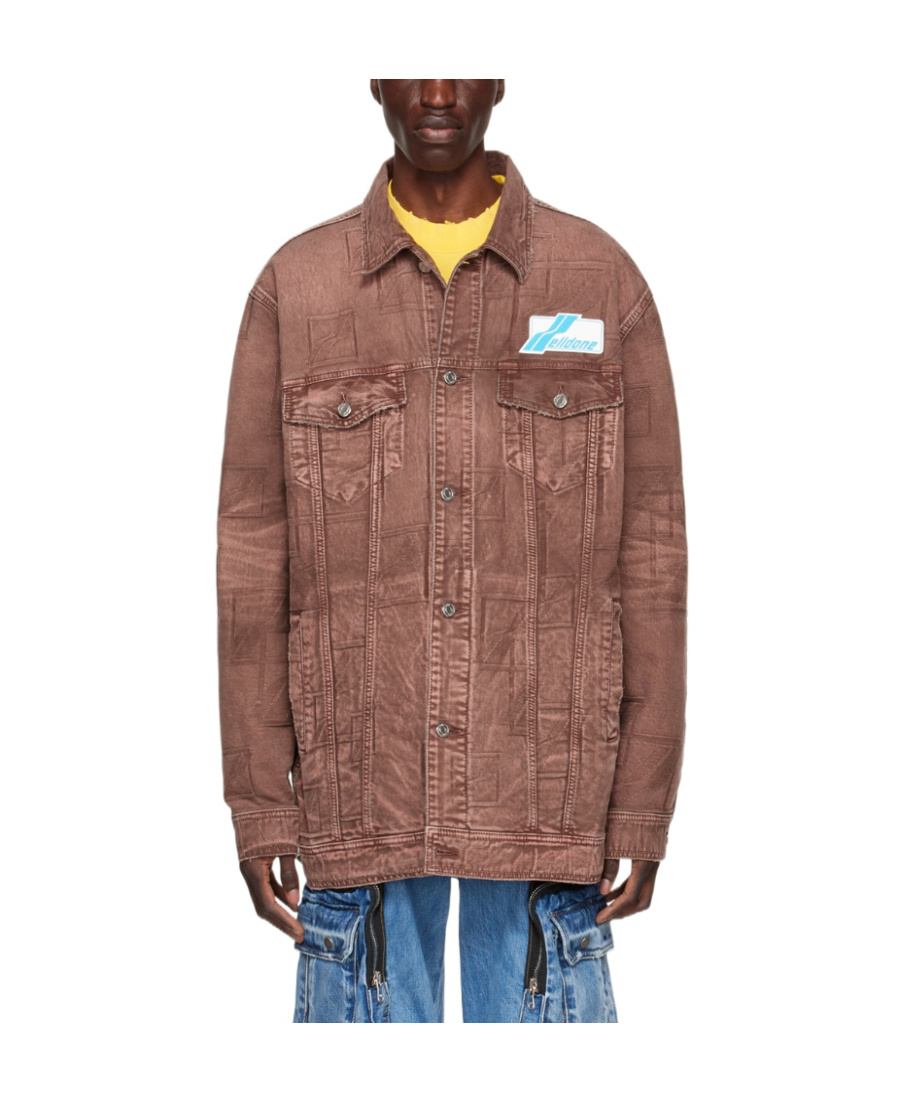 We11 Done Red Denim Jacket In Brown