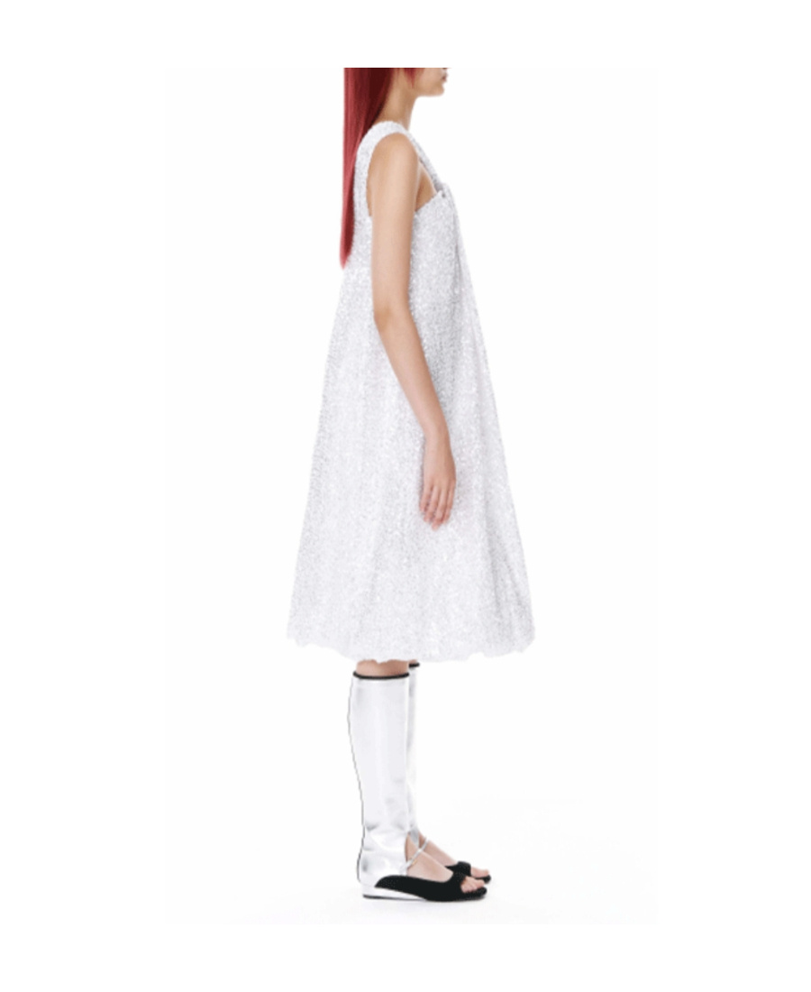 We11 Done Gilded Sequined Sleeveless Dress In White