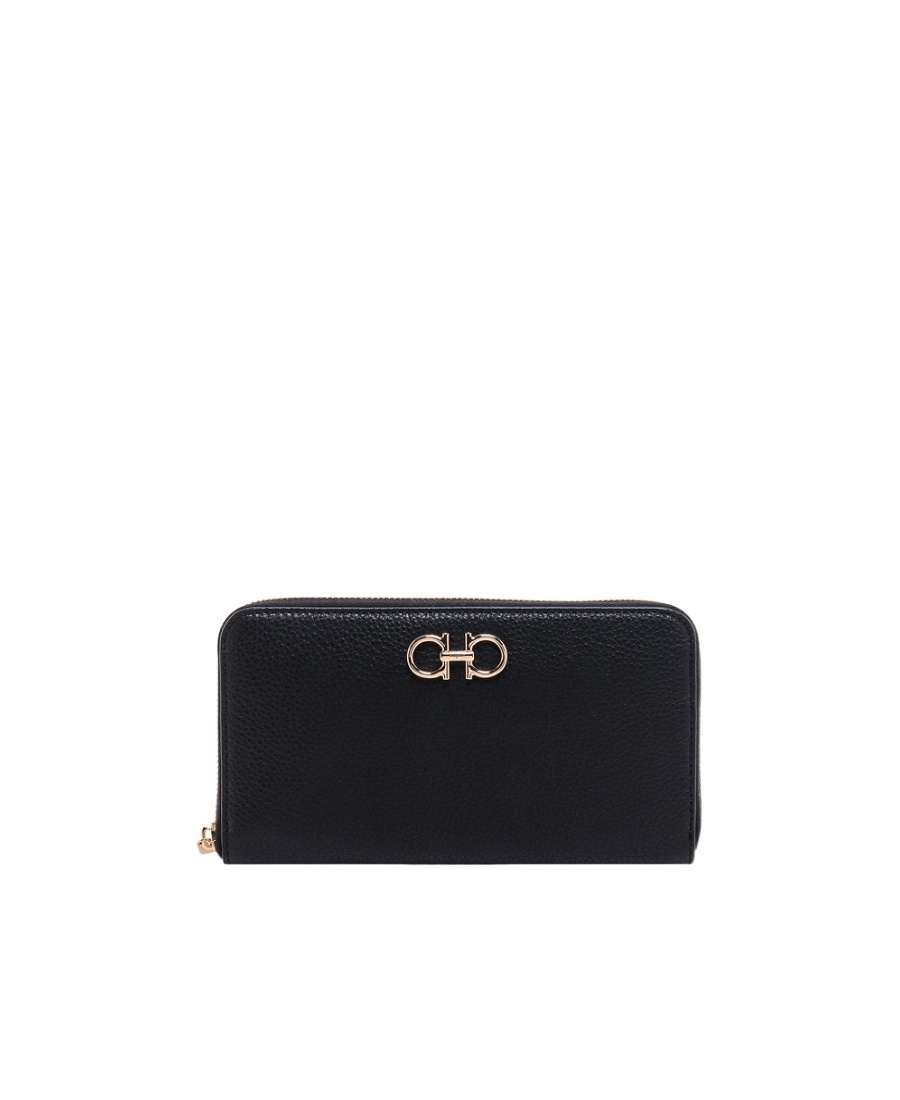 Ferragamo Gancini Continental Wallet In Black