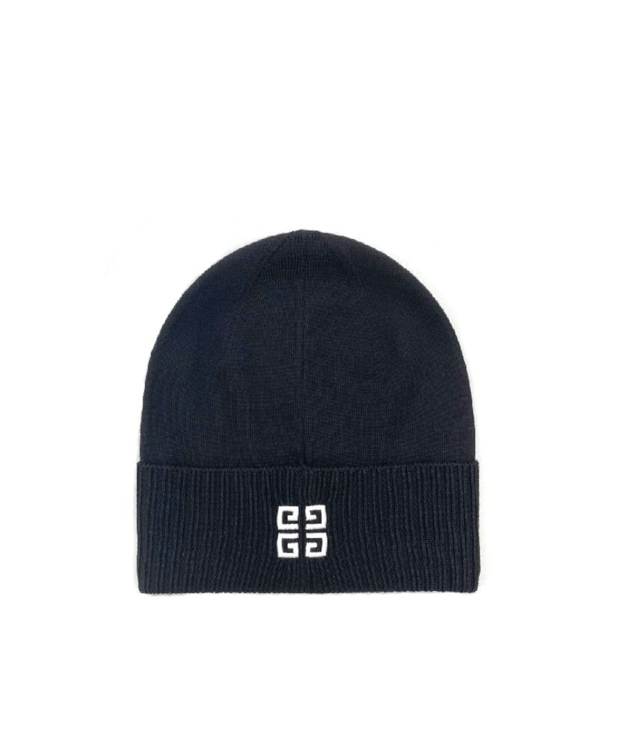 Givenchy Logo Embroidery Wool Hat In Blue
