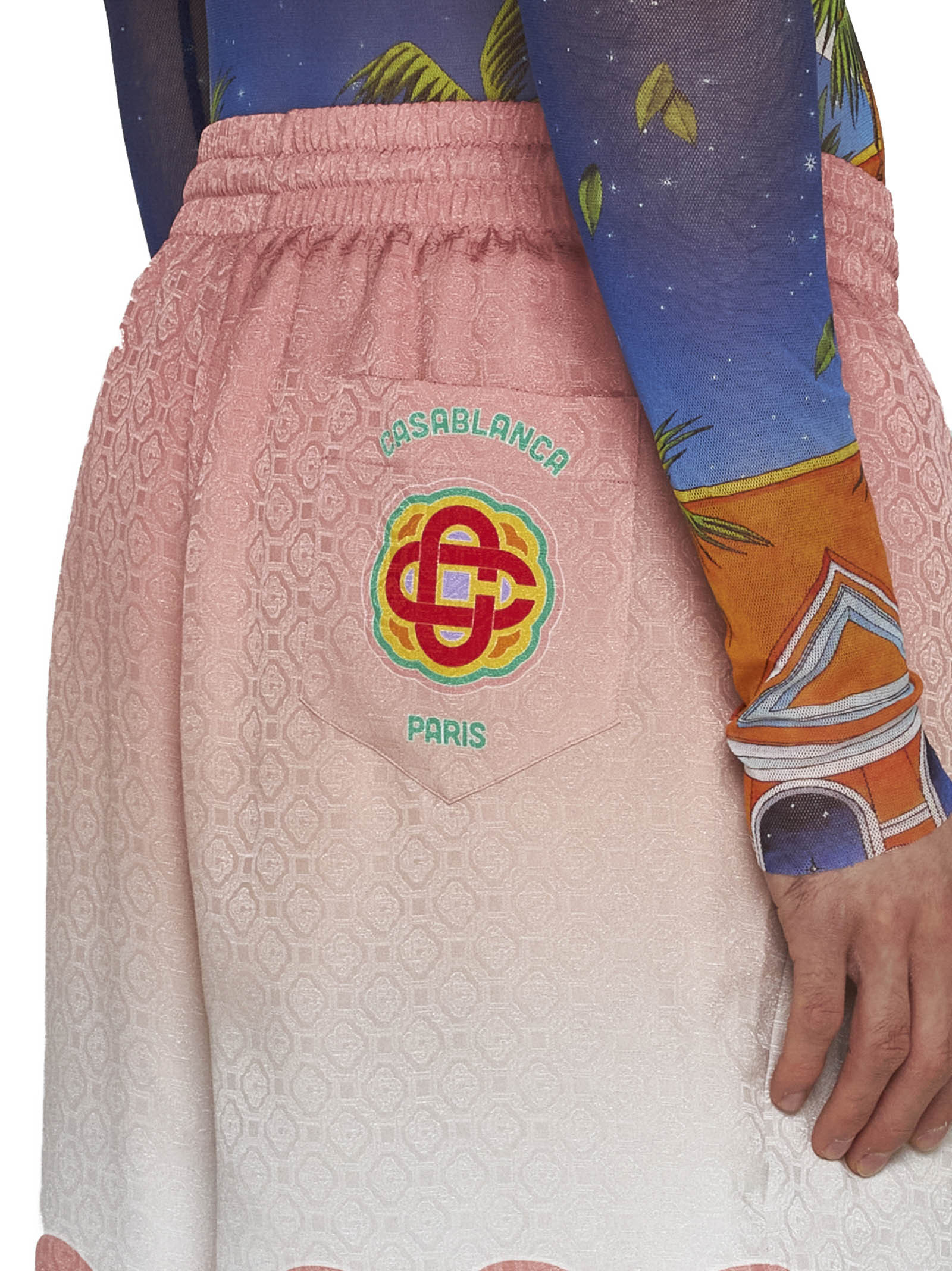 Casablanca Gradient-effect Drawstring Silk Shorts In Multi