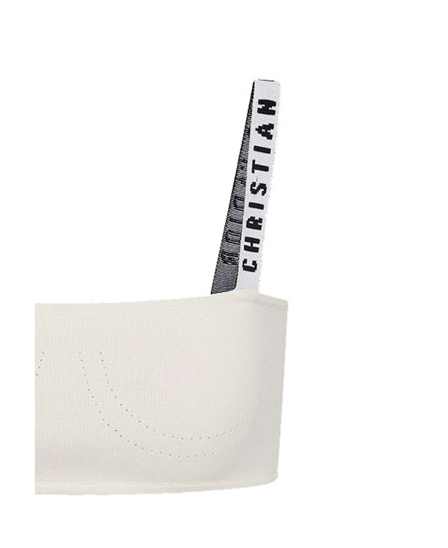 Dior Solid Color Bra Top With Logoed Straps In White