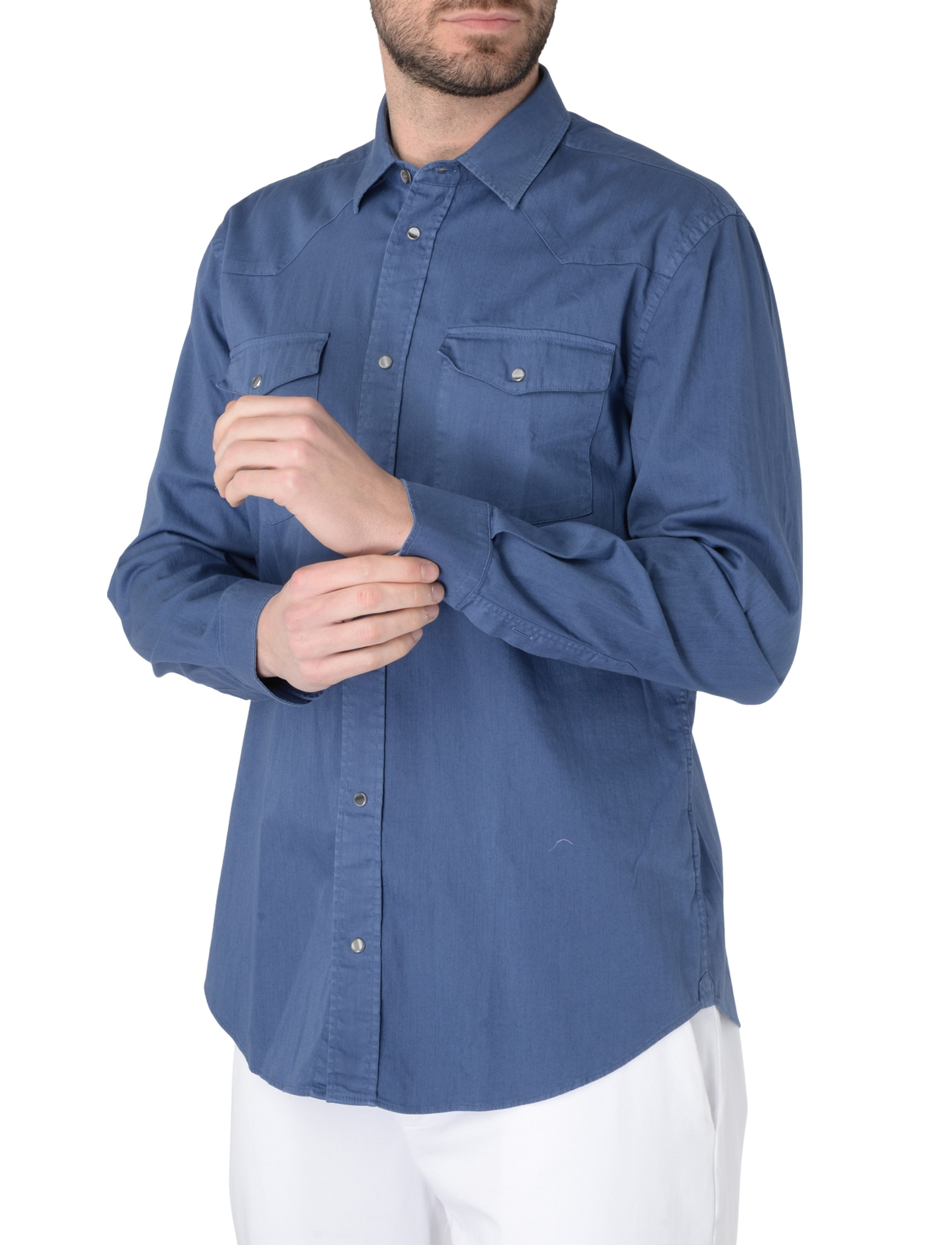 Dondup Button Front Shirt In Blue