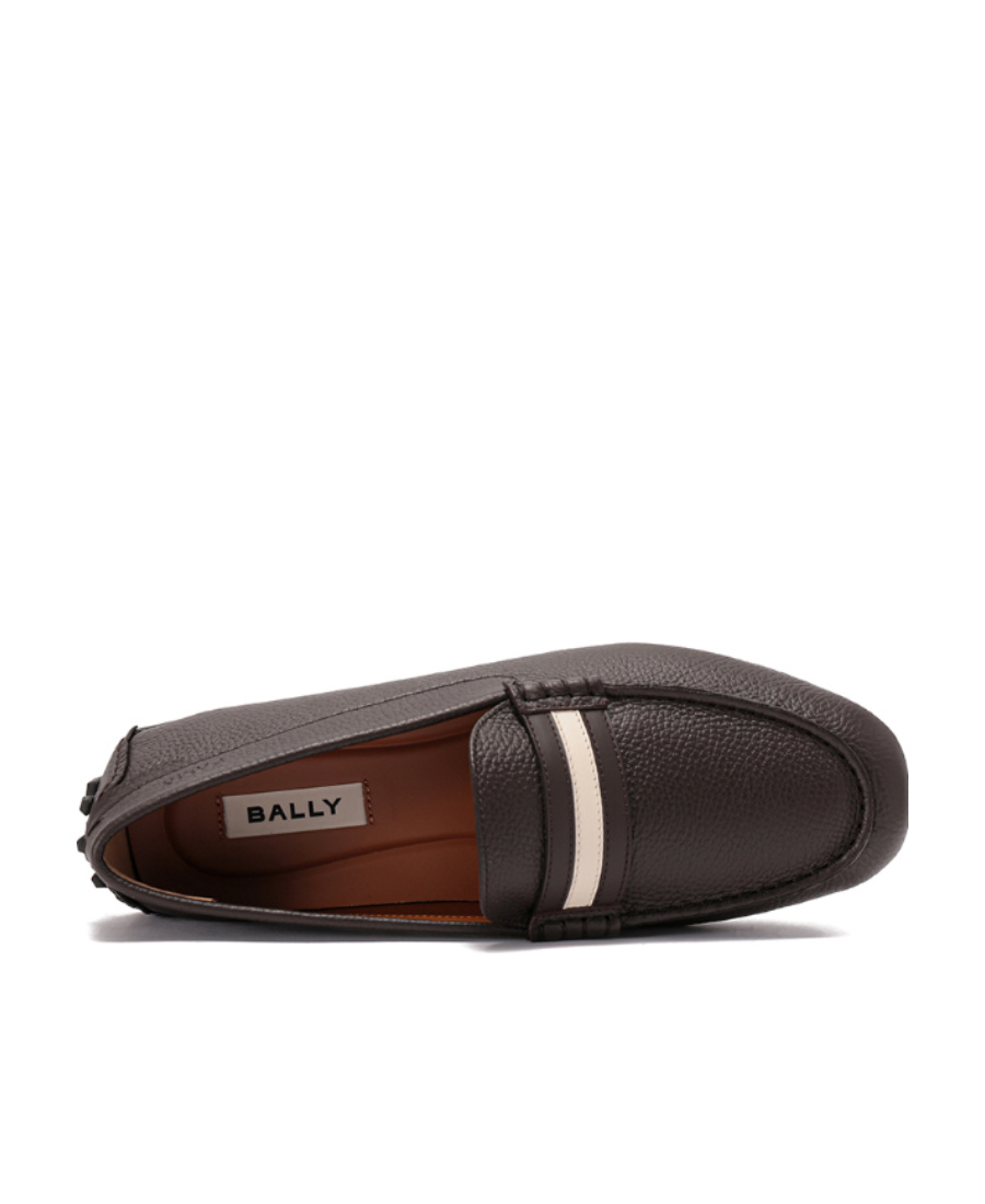 Bally Striped Round-headed Loafers In Black
