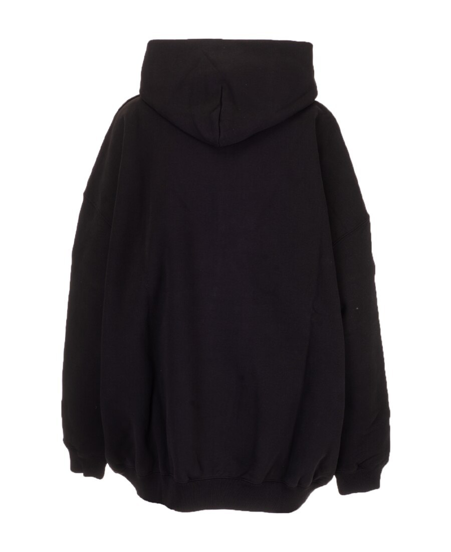 Balenciaga Logo Hooded Sweater In Black