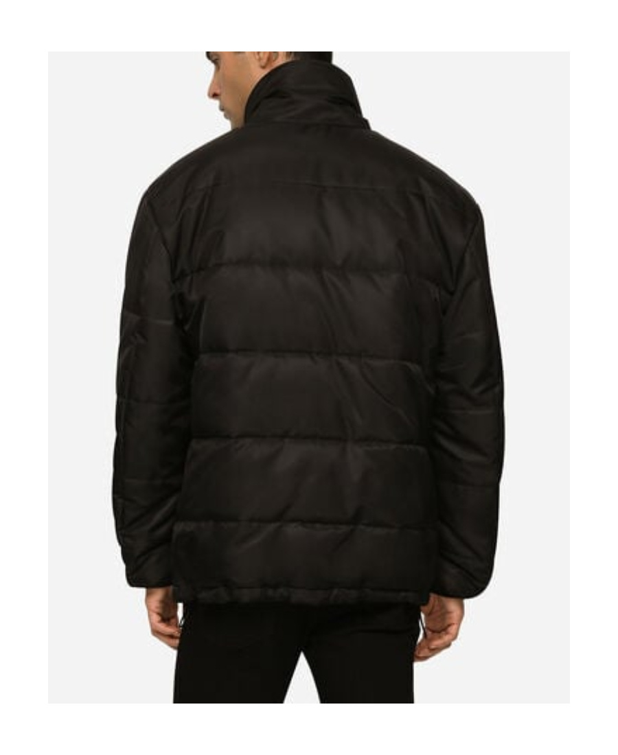 Dolce & Gabbana Nylon High-necked Jacket With Branded Tag In Black