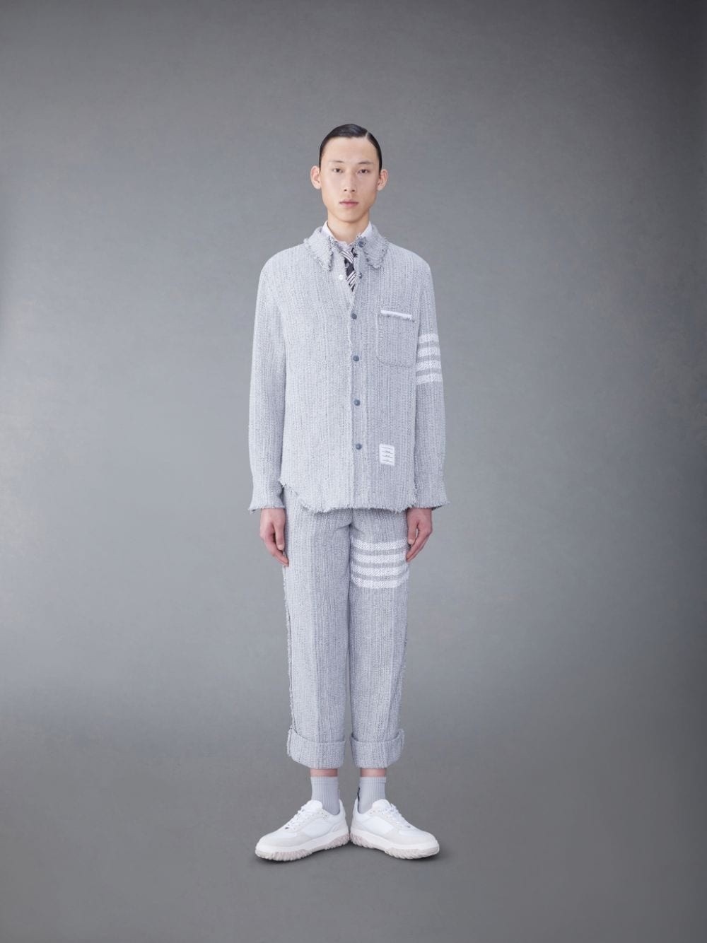 Shop Thom Browne 4-bar Stripe Shirt In Gray
