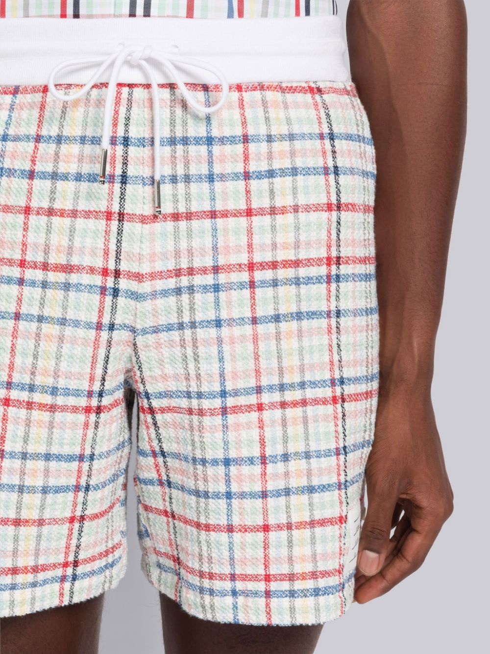 Thom Browne Gingham-check Tweed Shorts In White