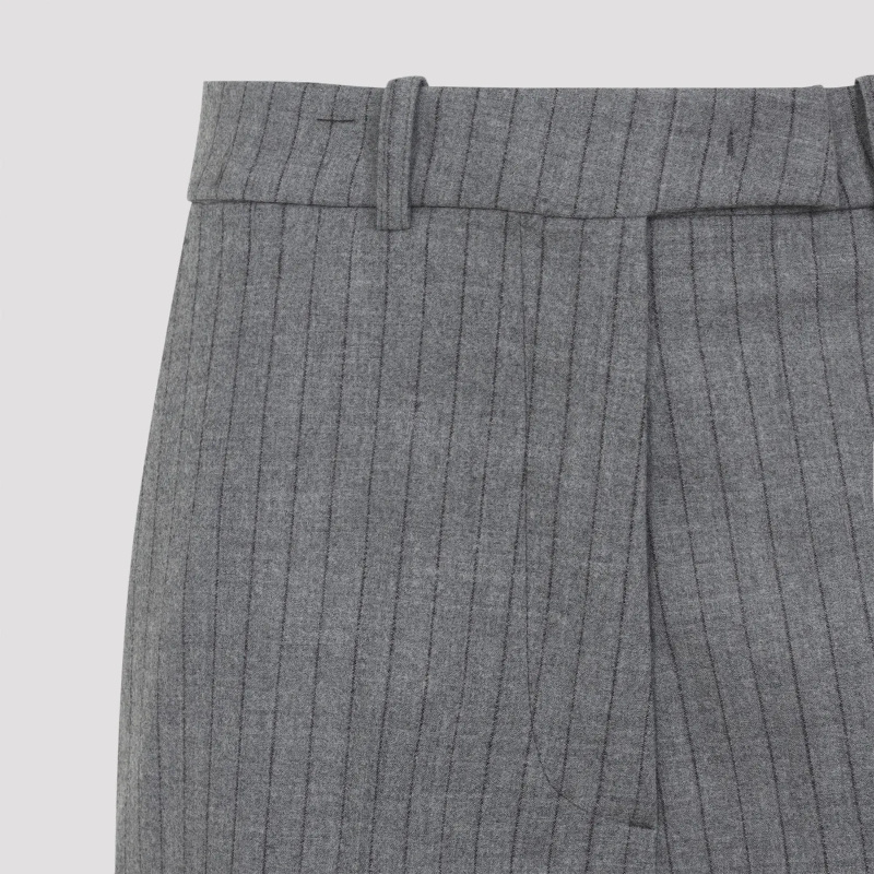 The Frankie Shop Striped Wide Leg Trousers With Belt Loops In Gray