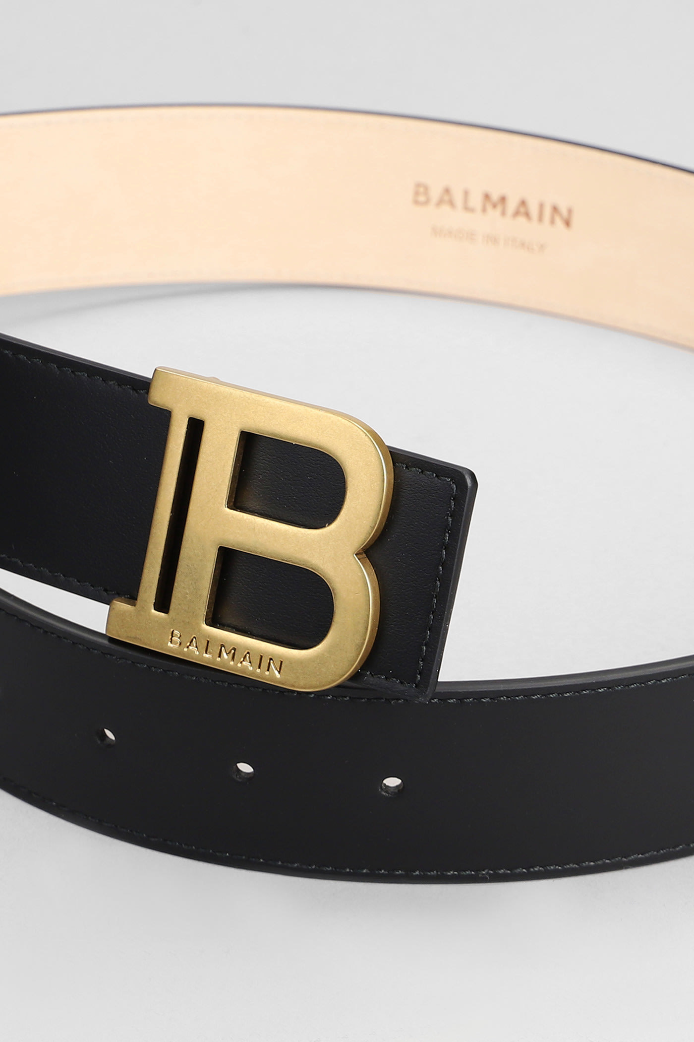 Balmain Black Smooth Calfskin B-belt Belt In Black