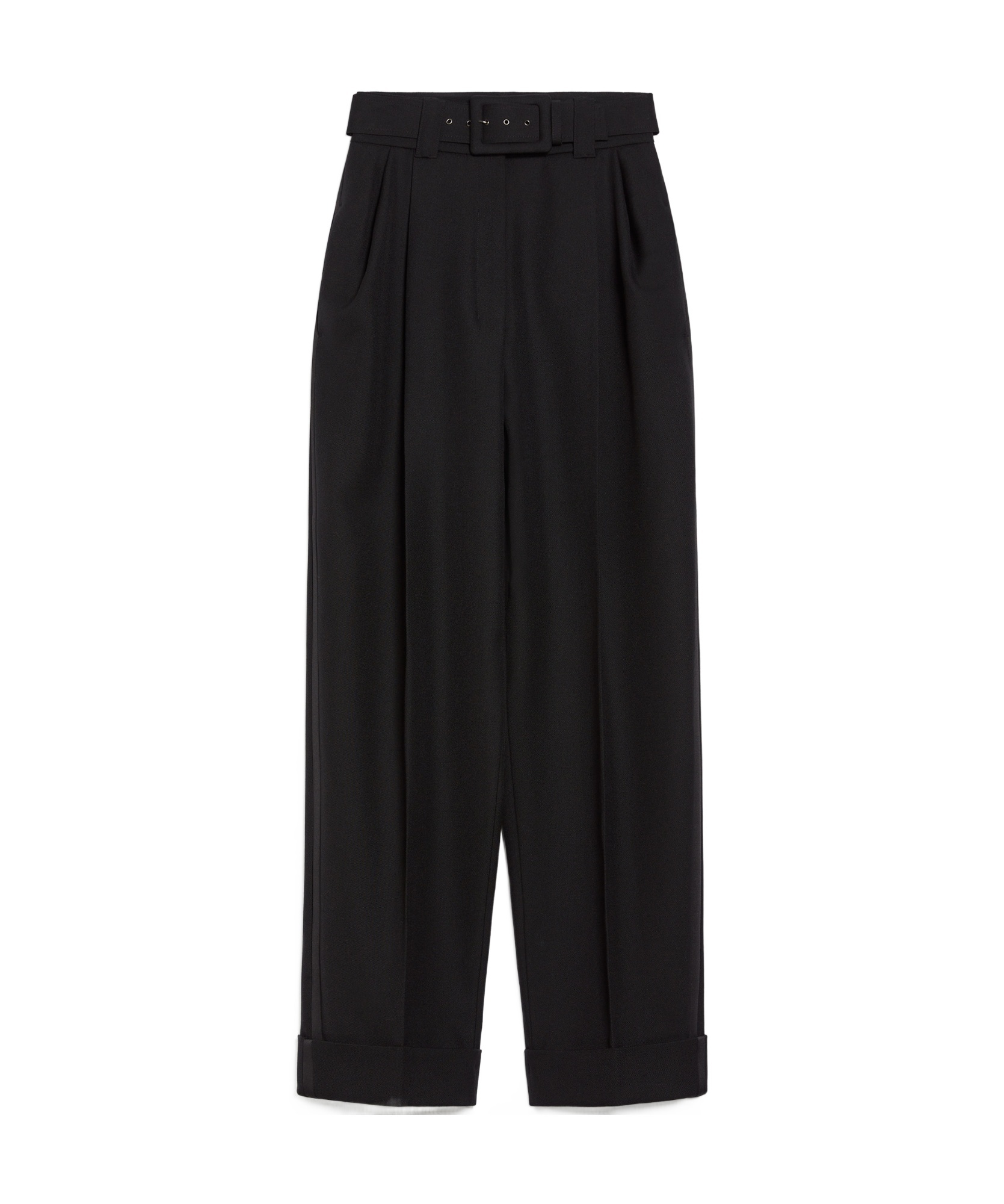 Shop Max Mara Grain Wool Trousers In Black