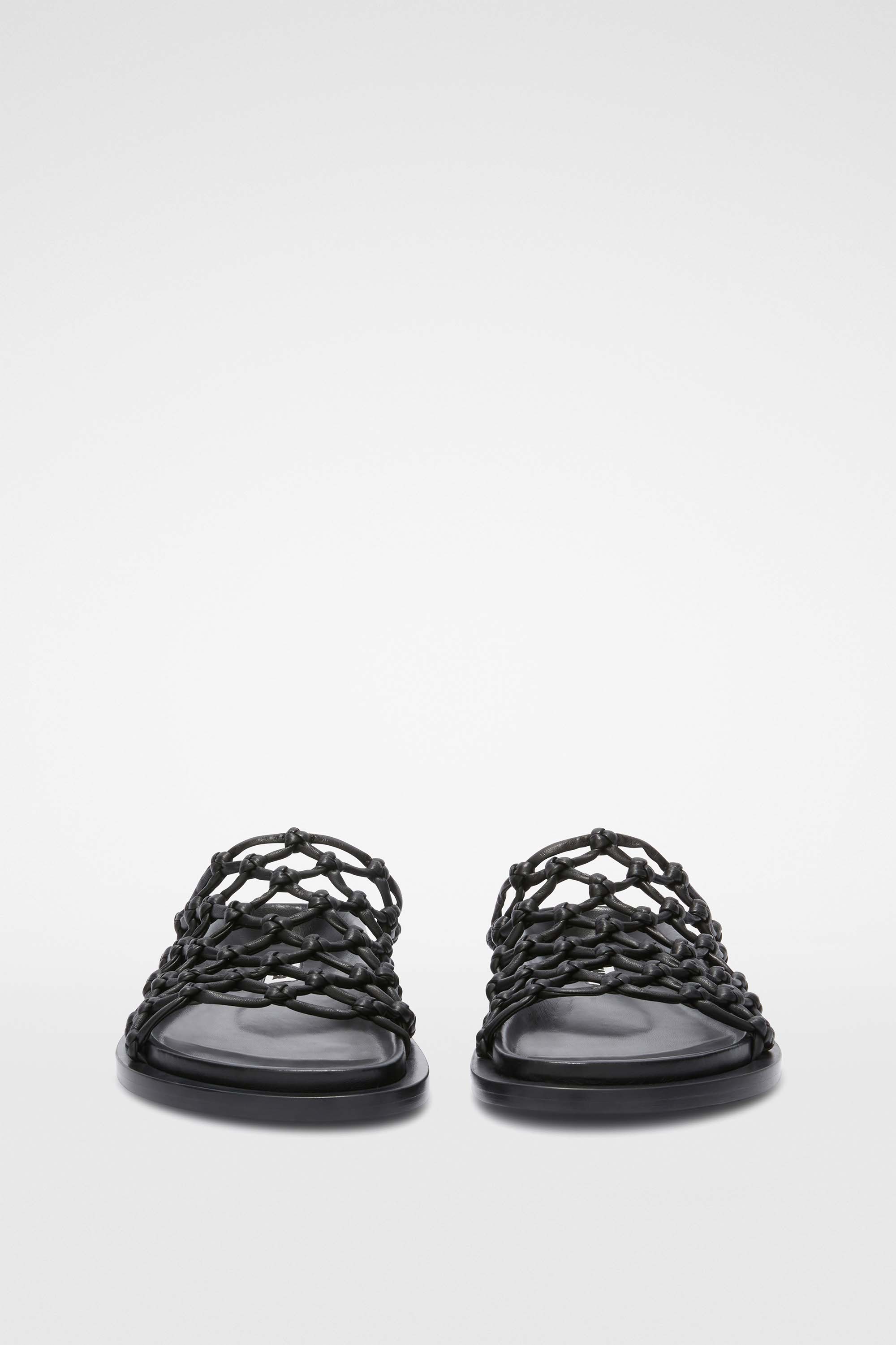 Jil Sander Mesh Leather Sandals In Black