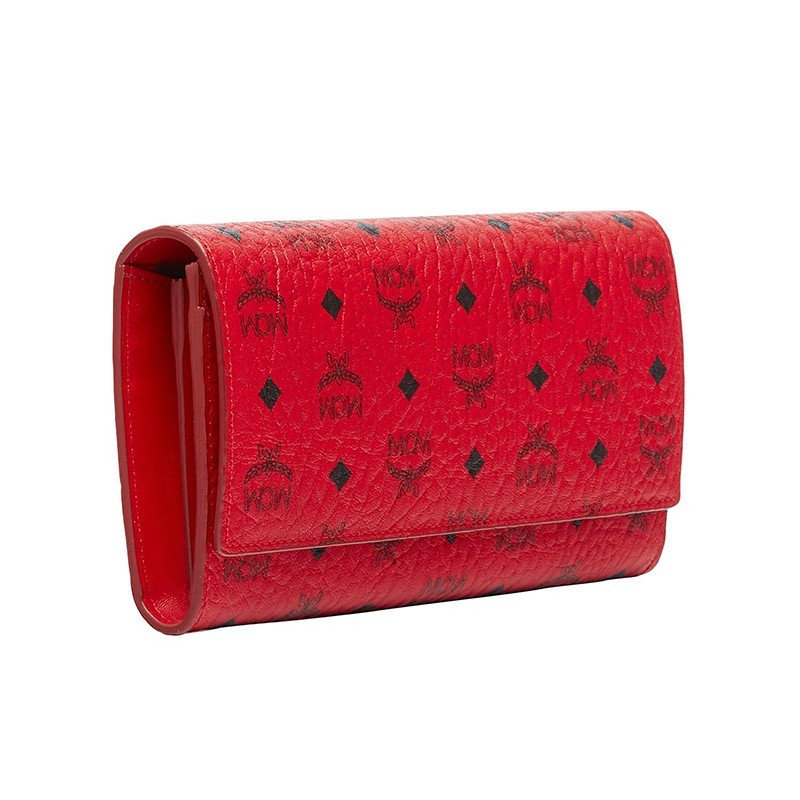 Mcm Alphabetical Print Flip Wallet In Red