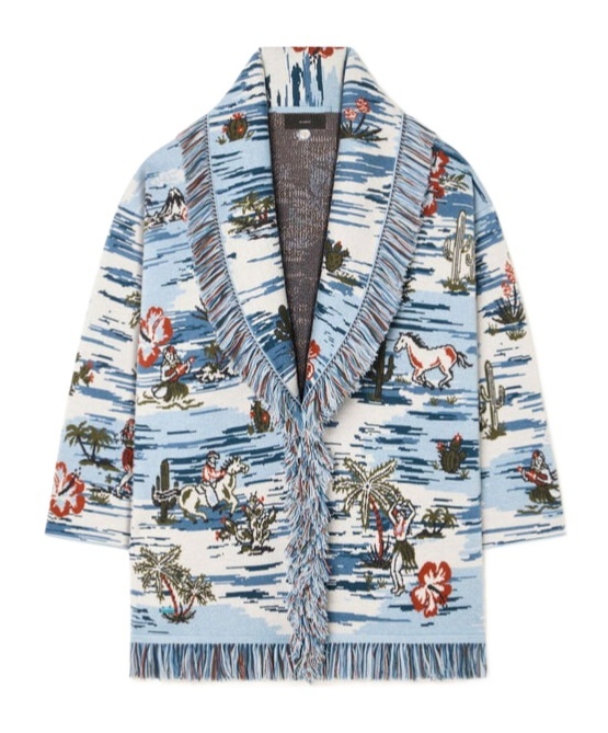 Alanui Tex-hawaii Roundtrip Fringed Tapestry Cardigan In Multi