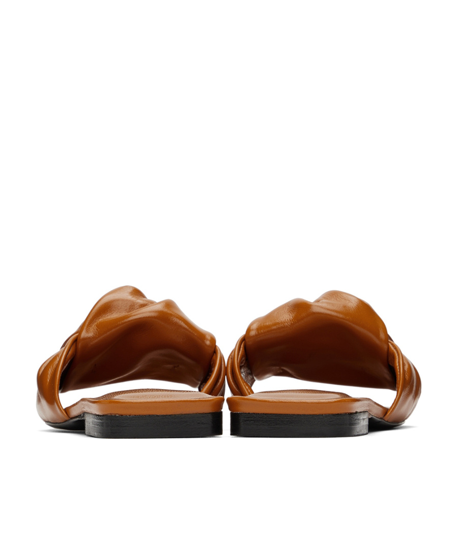By Far Lima Knot-detailed Slip-on Sandals In Brown