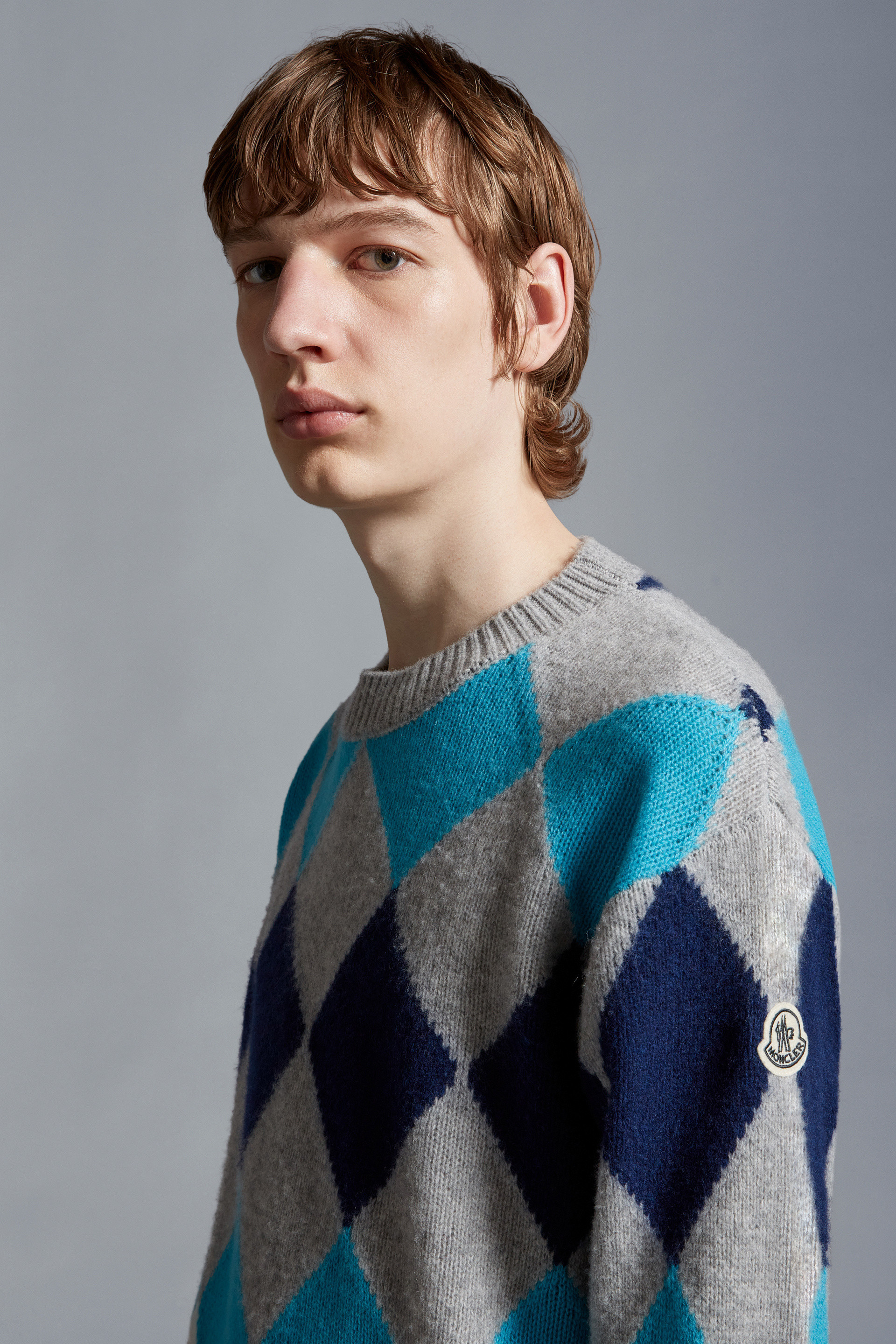 Shop Moncler Argyle Wool Cashmere Jumper In Multicolor