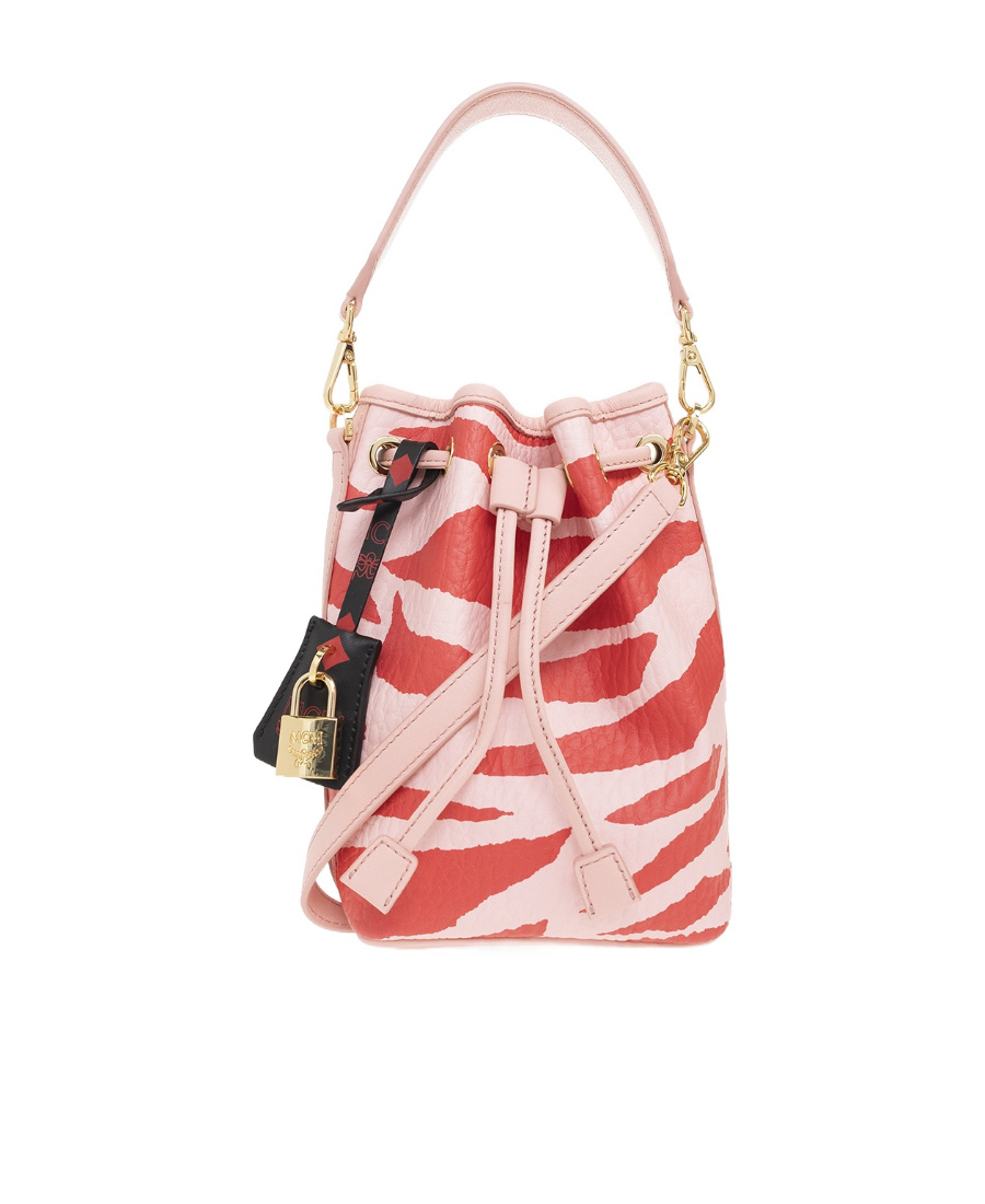 MCM DESSAU ZEBRA-PRINT DRAWSTRING BAG