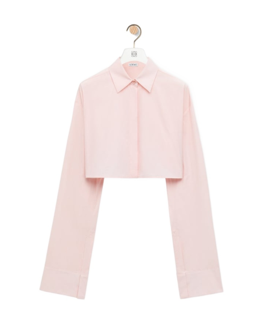 Loewe Cropped Shirt In Cotton In Pink