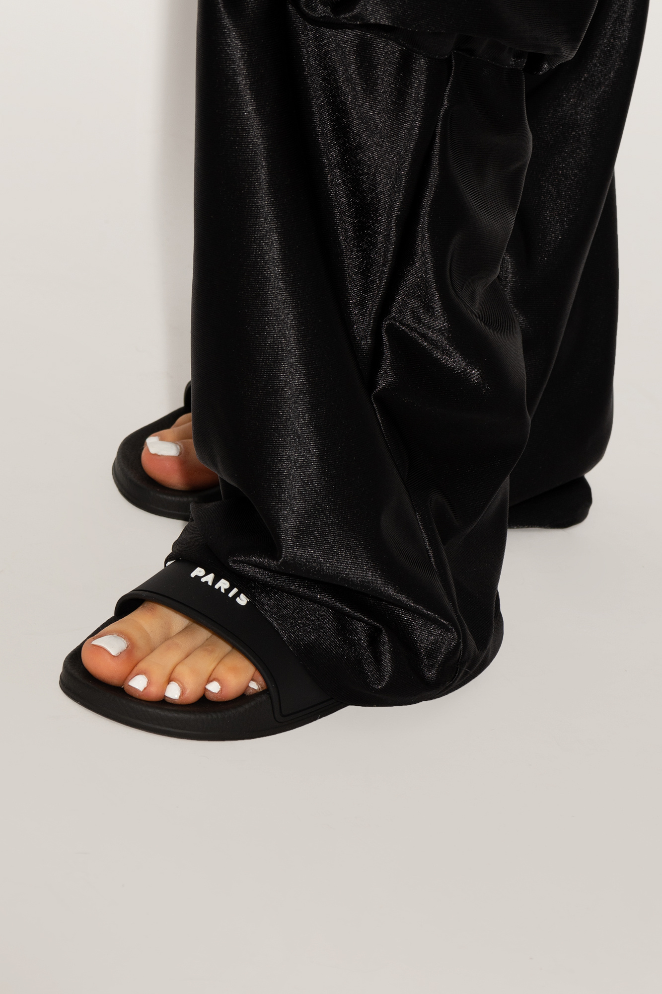 Shop Givenchy Slide Flat Sandals In Recycled Rubber In Black