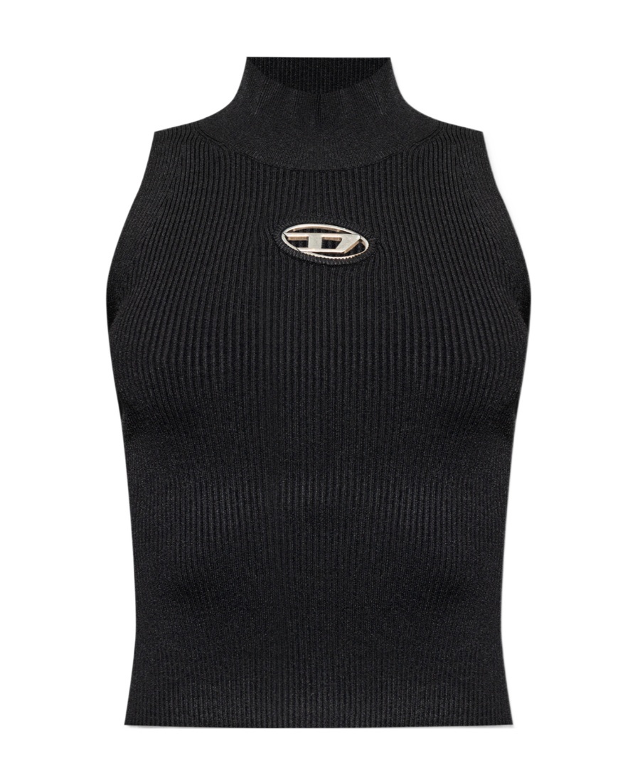 Diesel Knit Tank Top In Cashmere Blend In Black