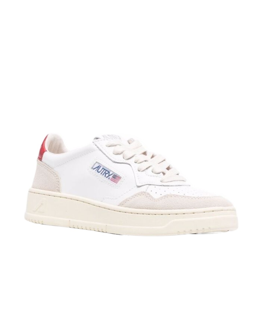 Autry Classic Low-top Sneakers With Textured Panels And Contrasting Heel Tab In White