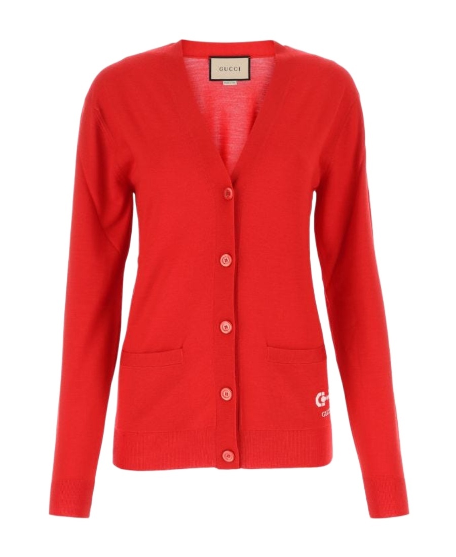 Gucci Blended Knitted Cardigan In Red