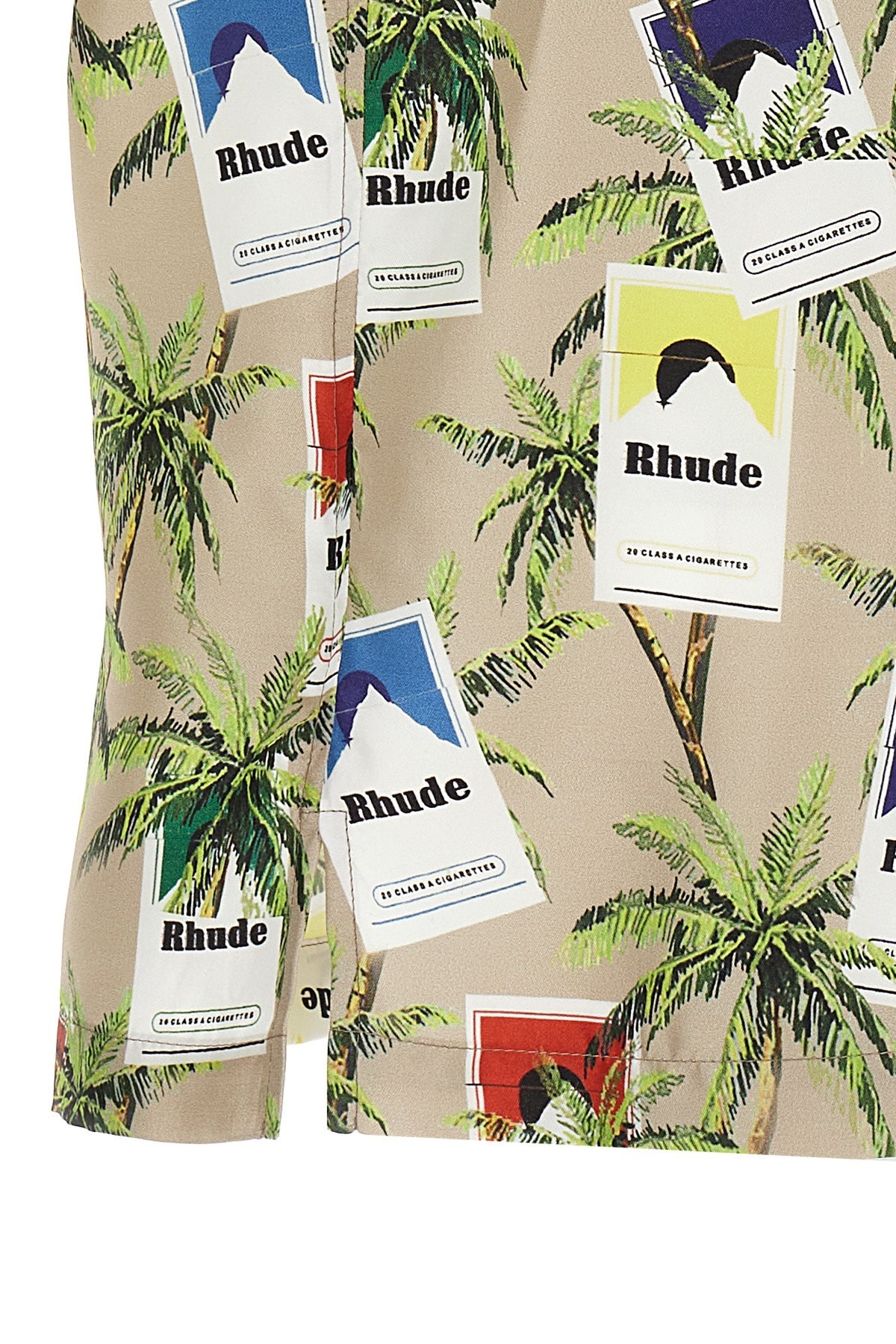 Rhude Cigarette Print Button Up In Nude