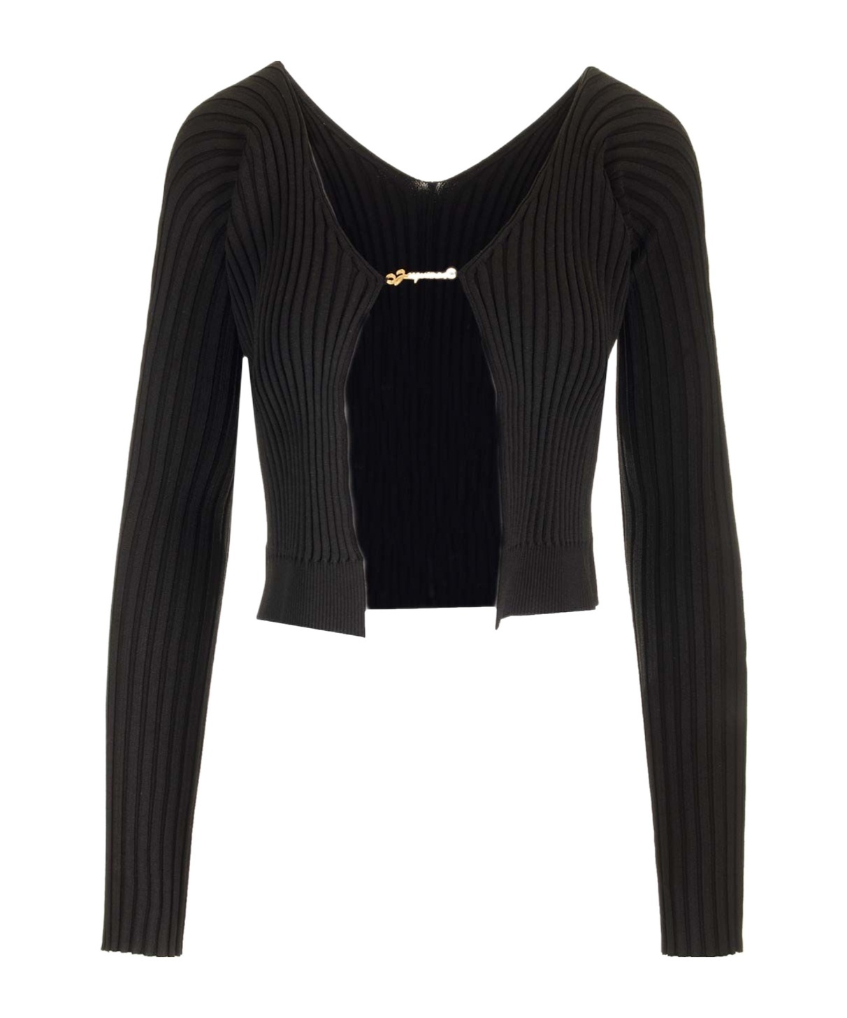 Jacquemus La Maille Pralu Longue Black Cardigan Women In Black