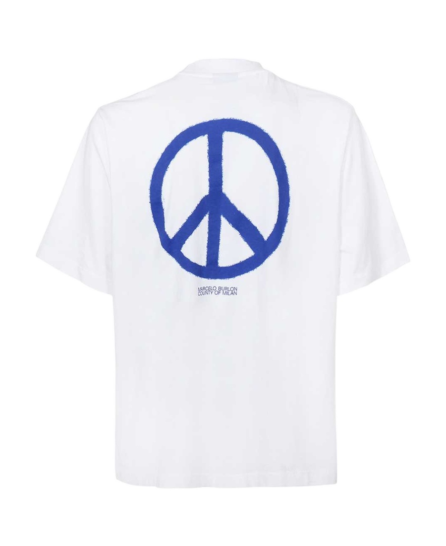 Marcelo Burlon County Of Milan County Peace Logo T-shirt In White