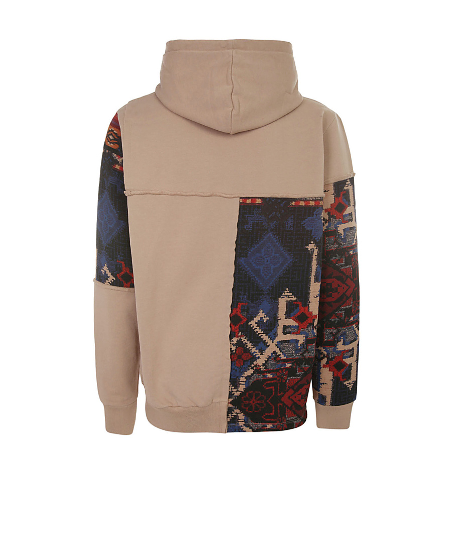 Balmain Patchwork Cotton Hoodie In Nude