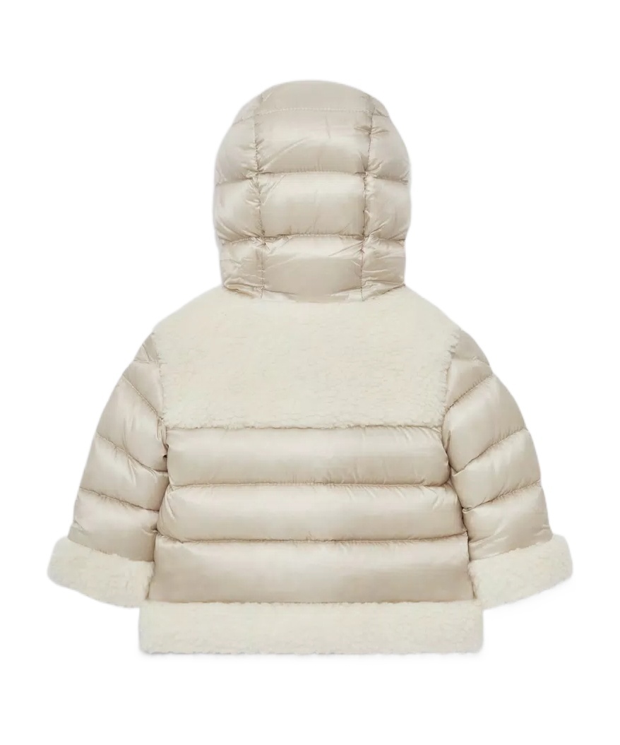 Moncler Girl's Dofi Teddy Trim Puffer Jacket In Nude