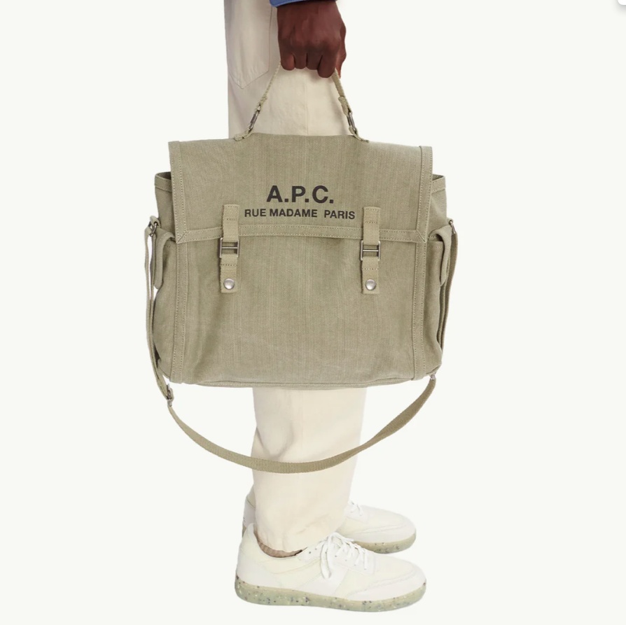 A.p.c. Shoulder Bag Logo Adjustable Strap Top Handle In Green