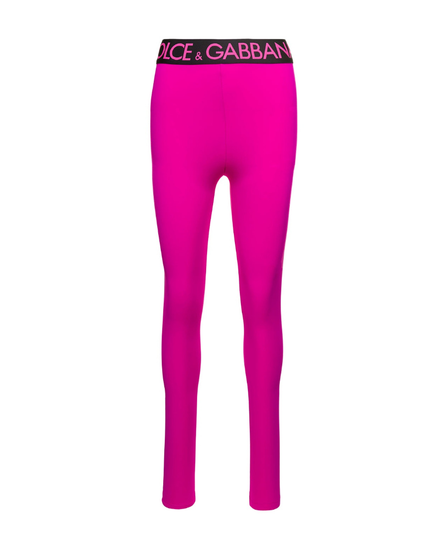 Dolce & Gabbana Logo-waistband High-rise Leggings In Pink