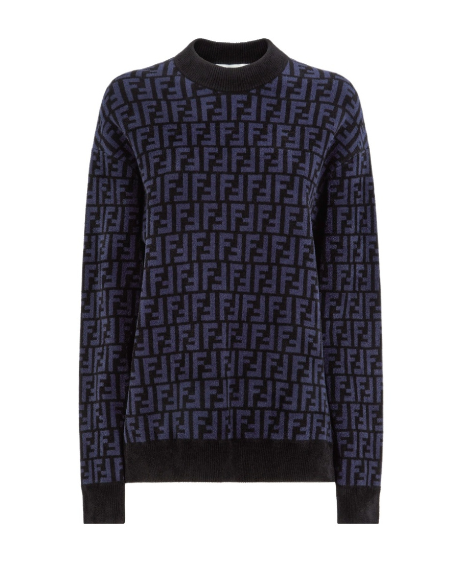 Fendi Ff Pattern Velvet Jumper In Black