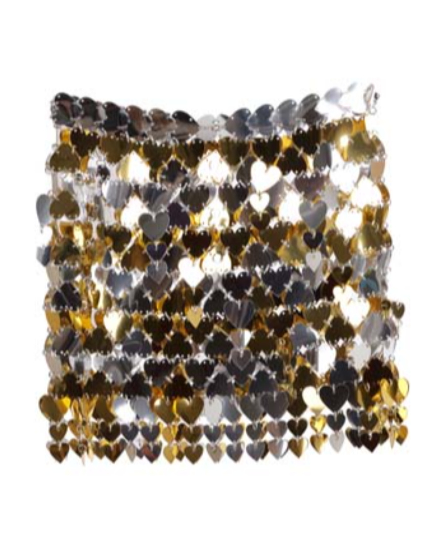 RABANNE HEART-PAILLETTES CHAINMAIL MINI SKIRT
