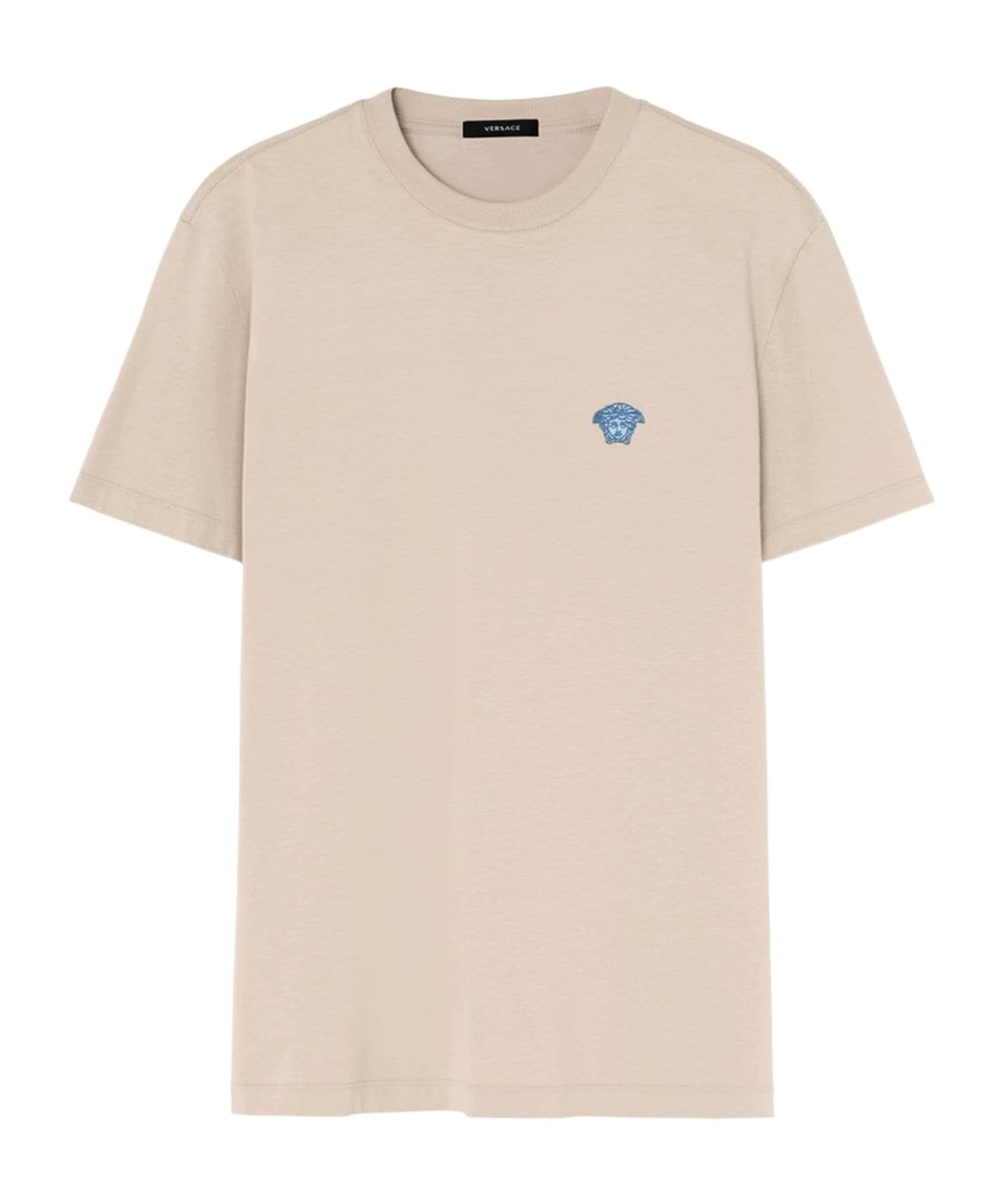 Versace T-shirt Compact Cotton Jersey Fabric And Medusa Pop Embroidery In Nude