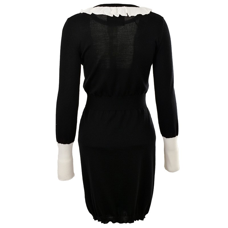 Moschino Round Neck Long-sleeved Dress In Black