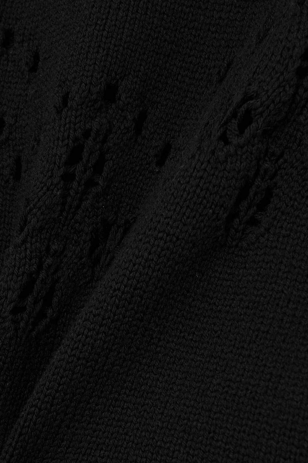 Shop Chloé Open-knit Roll-neck Wool Jumper In Black